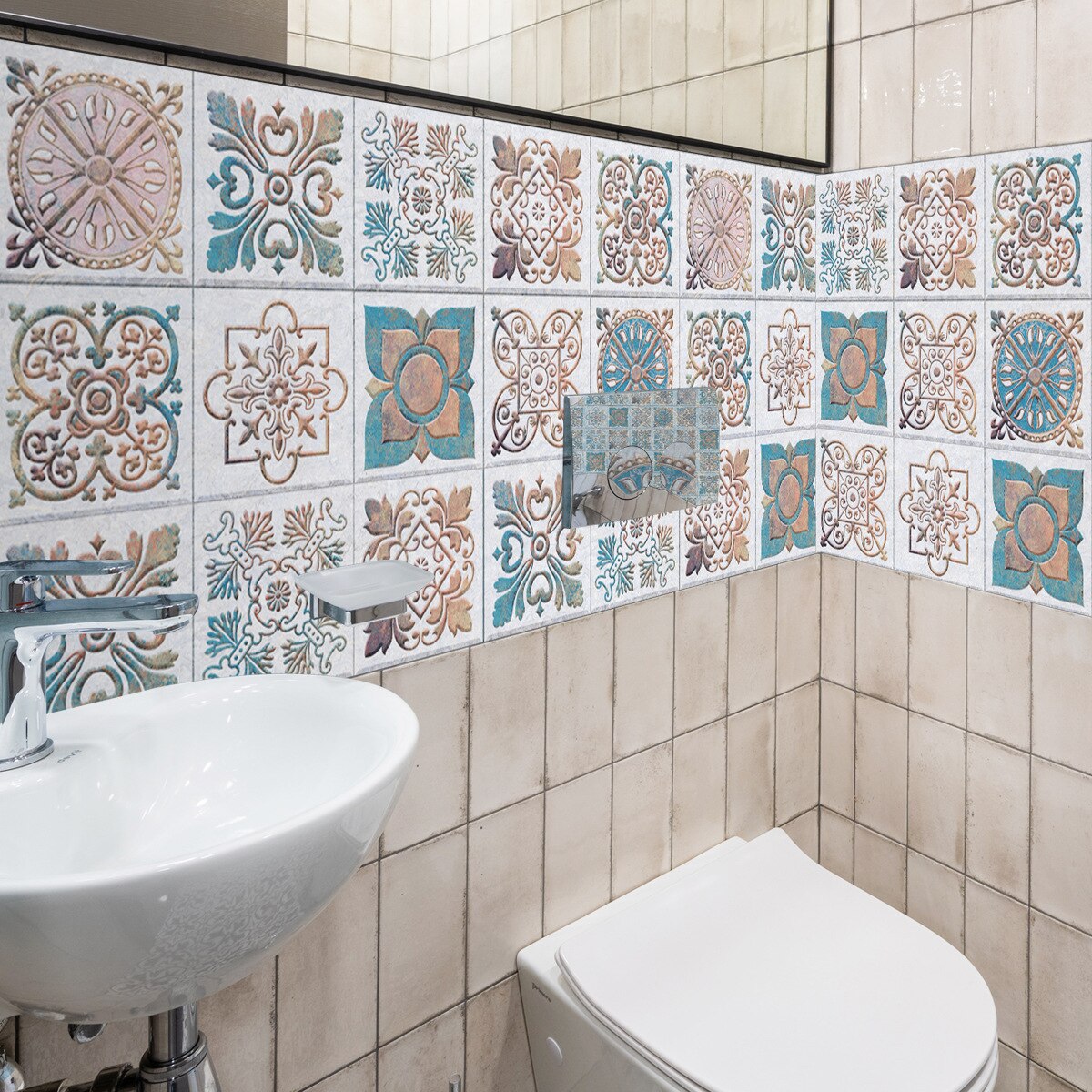 CZ126 Mediterranean style small size ceramic tile sticker kitchen bathroom bar counter window wall sticker