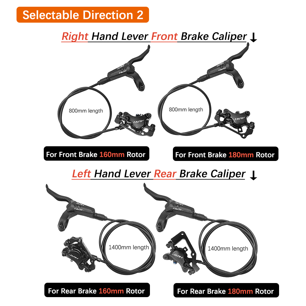 NUTT freno hidráulico A2 MTB bicicleta discos de aceite palanca 2 pistones 160MM 180MM Rotor pinza delantera trasera izquierda derecha para piezas de bicicleta