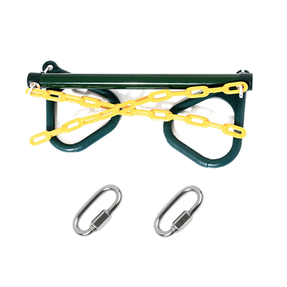 Iron Kids Carabiner Locking Rings Chain Trapeze Swing Bar Outdoor Playing Set Gym Swing Games