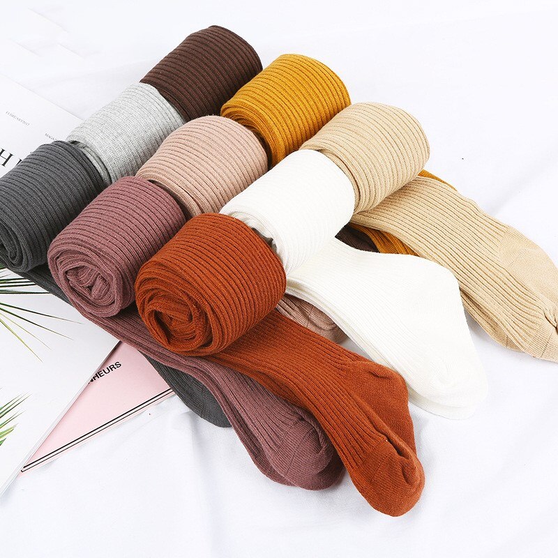 0-4Jahre Herbst Baby Strumpfhosen Baby Mädchen Rippen Strümpfe Winter Kind Baumwolle Warme Strumpfhosen Mädchen Solide Süssigkeit Farbe Engen Kleinkind