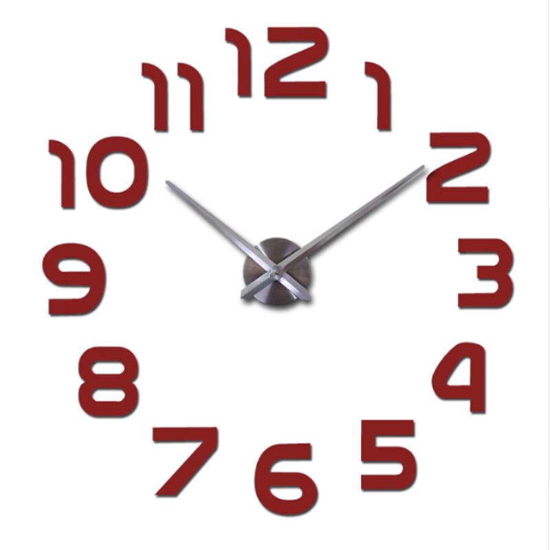Luminous Large DIY Wall Clock In Wall 3D Acrylic Diy modern number Home Office Decor Luminou Watck Sticker Quartz Large: Red / 37inch