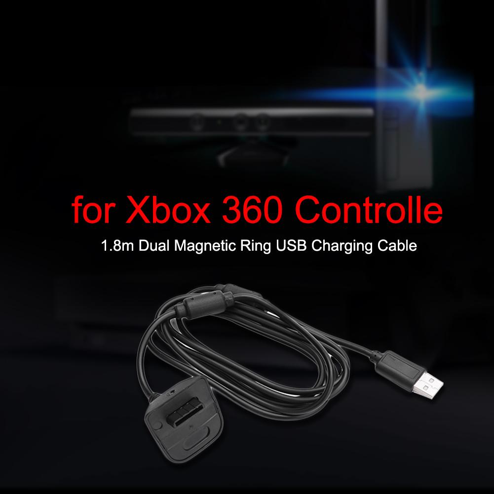 1.8m Dual Magnetic Ring USB Charging Cable for Xbox 360 Wireless Controller