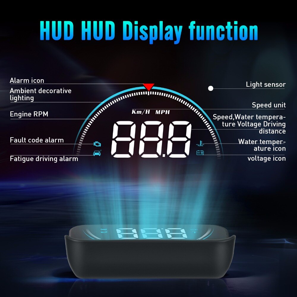 Car HUD Head Up Display estilo OBD2 OBDII sistema de advertencia de exceso de velocidad proyector parabrisas Auto alarma de voltaje electrónico
