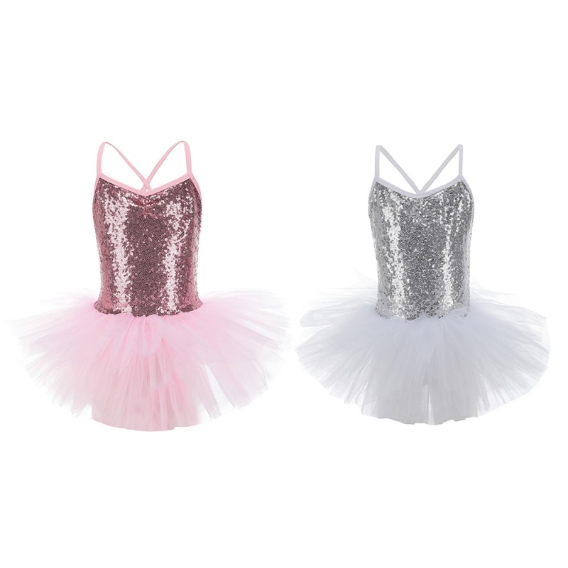 Enfants vêtements de gymnastique filles fronde diamant brillant jupe body suit ballet gymnastique danse vêtements d'entraînement