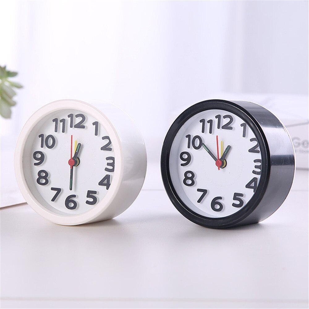 Square Round Small Alarm Clock Snooze Silent Sweeping Wake Up Table Clock Battery Powered Compact Portable Travel Alarm Clock