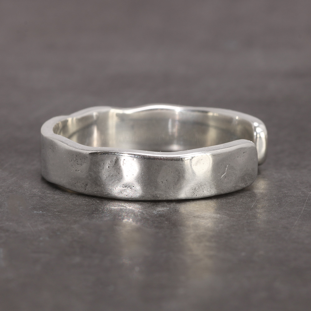 Anelli da uomo e da donna in argento sterling S925 con motivo a martello a mano luminoso, gioielli regolabili minimalisti