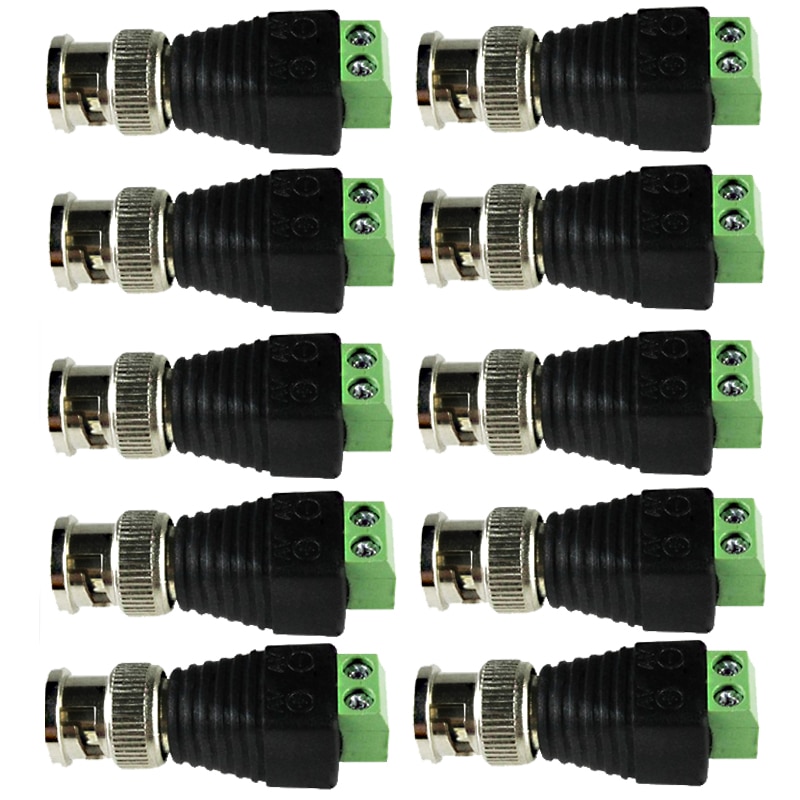 10 stk bnc kontakter til ahd kamera cvi kamera tvi kamera cctv kamera koaksial/katt 5/ katt 6 kabler