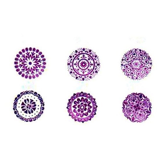 6 Assorted Wooden Rubber Stamp Round Handwriting Floral Flower Craft