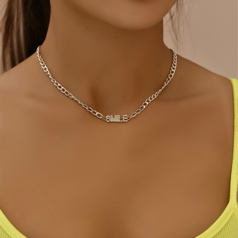 Mode-sieraden Ketting Metalen Textuur Brief Ketting Gothic Verklaring Ketting Punk Ketting Vrouwen Choker