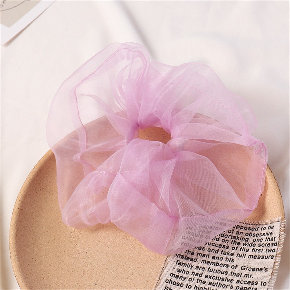 Organza randigt hår scrunchie hår ringslipsar för flickor hästsvanshållare hårband elastiskt hårband håraccessoarer huvudbonader: 3