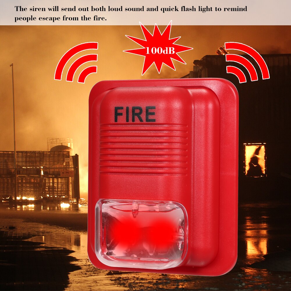 Fire Alarm Warning Strobe Siren Horn Sound & Strobe Alert Security System for Home Office Hotel Restaurant