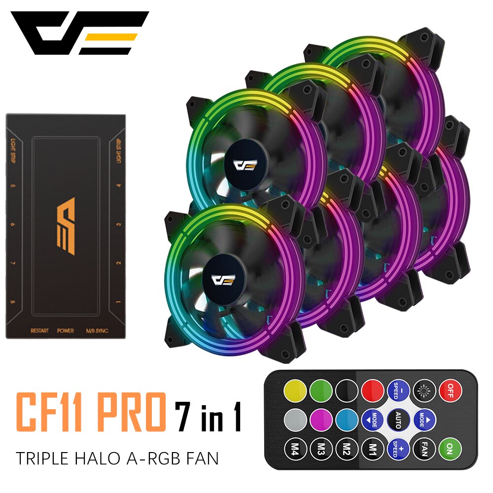 darkFlash CF11 PRO RGB Case Fan 120mm 3P-5v Aura Sync PC Case CPU Cooler Cooling Fan Quiet Remote Adjust Speed Computer Case Fan