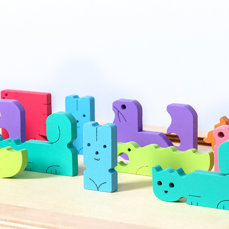 Baby træ puzzletangram legetøj dyr farverig deformation puslespil bord børn pædagogisk legetøj til børn jul