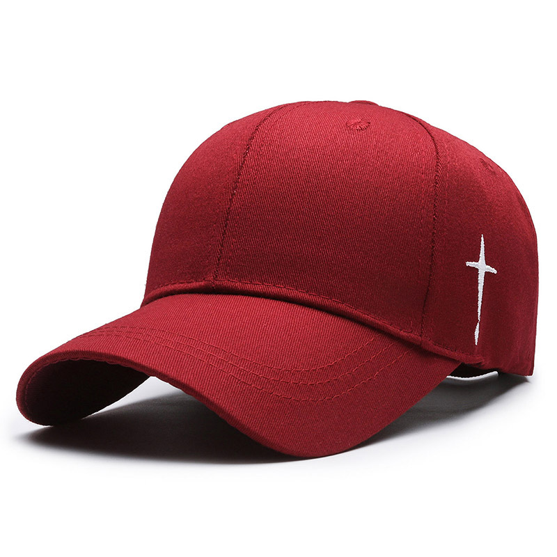 Gorras de béisbol con bordado de gota de agua cruzada Simple Unisex, sombrero informal ajustable para exteriores para primavera y otoño, sombrero protector solar: Rojo