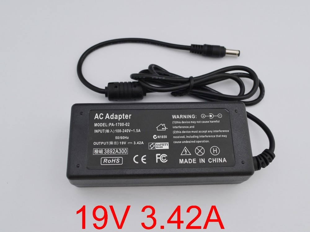 1pcs Universal 19V 3.42A 65W Laptop Charger For Toshiba Laptop Charging Device For Netbook Notepads Power Adapter