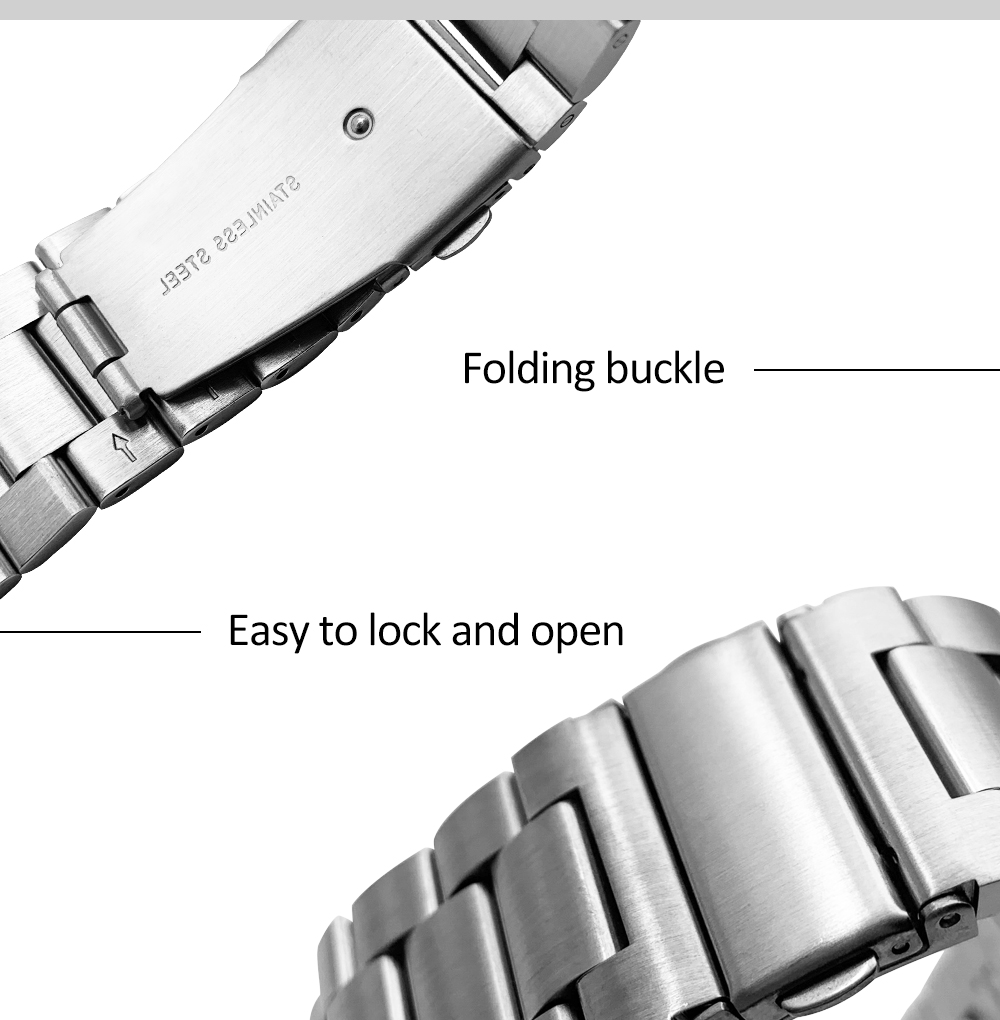 Premium Stainless Steel Watchband for Samsung Galaxy Watch 46mm SM-R800 Sports Band Curved End Strap Wrist Bracelet Silver Black