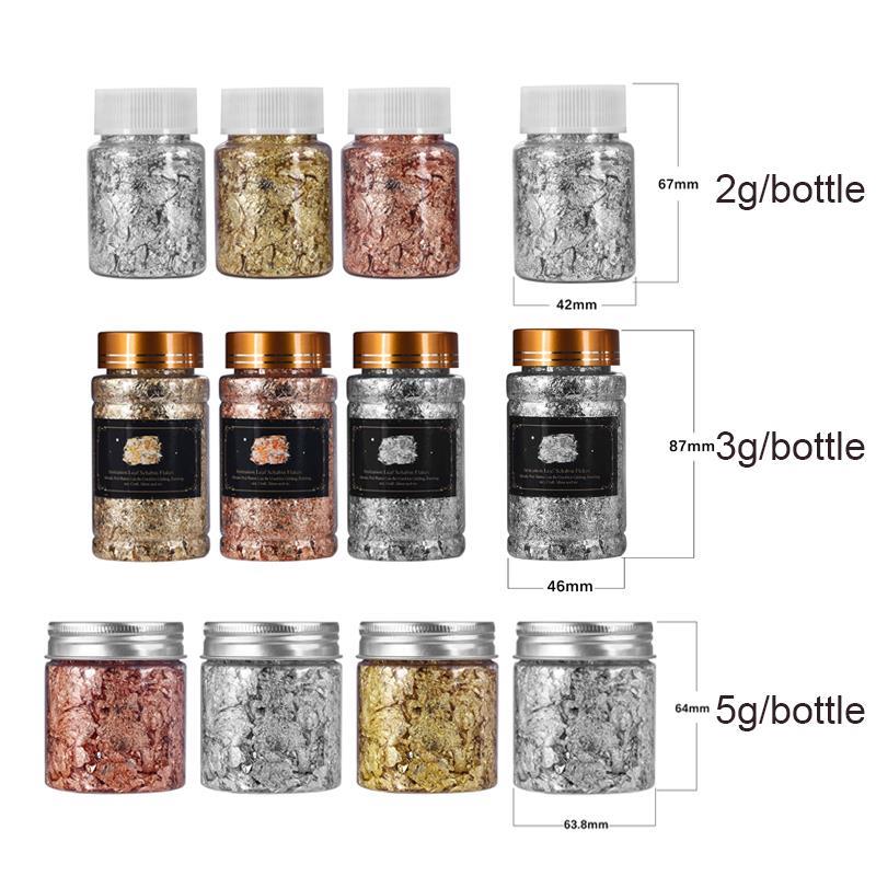 1 Bottle Gold Leaf Flakes Resin Filler Gold Silver Confetti Filling For DIY Epoxy Resin Craft Nail Art Foil Paper Jewelry Making