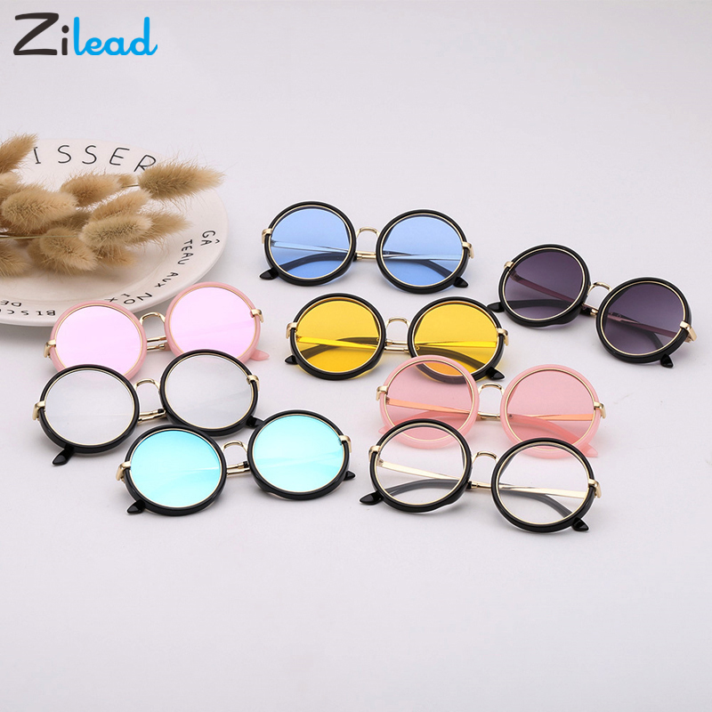 Zilead børn rundt stel solbrillemærke baby drenge piger sød solbrille metalplade retro vintage solbriller til børn