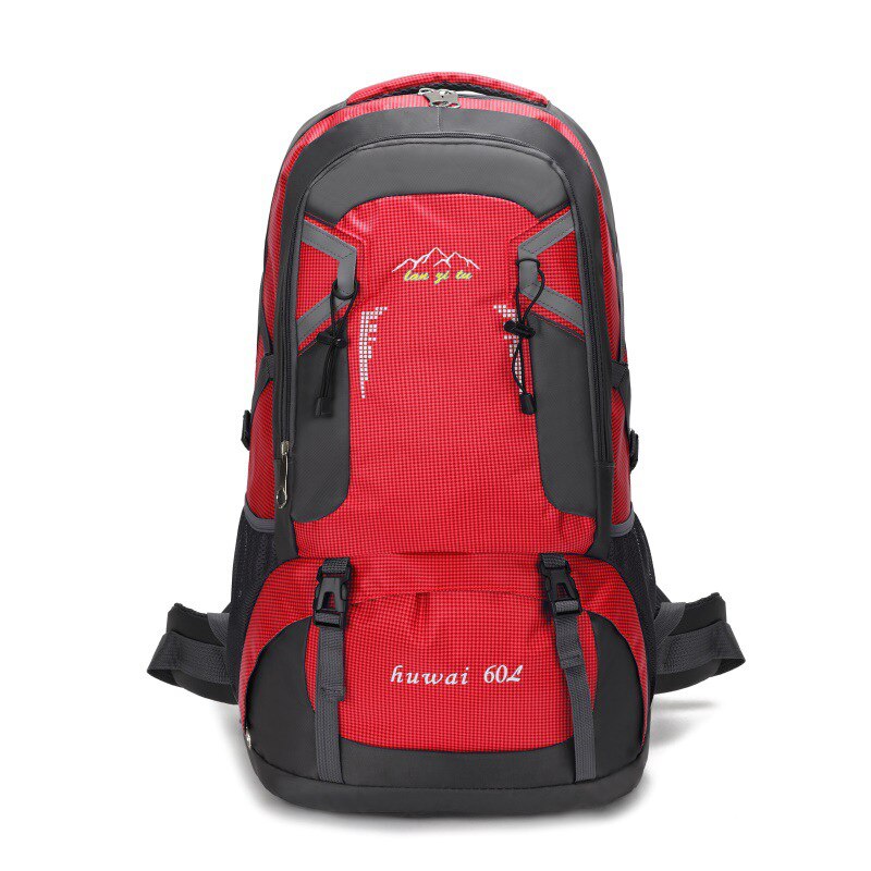 60L Waterproof Outdoor Trekking Climbing Backpack Unisex Camping Travel Nylon Bag Hiking Rucksack Fishing Cycling Backpack: Red Color