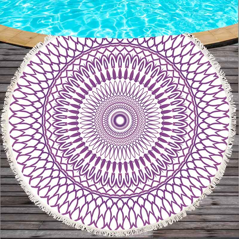 Serviette de plage ronde grande taille | Serviette de plage en coton géométrique imprimé, serviette de plage avec glands, Style bohème, cm été: Orange