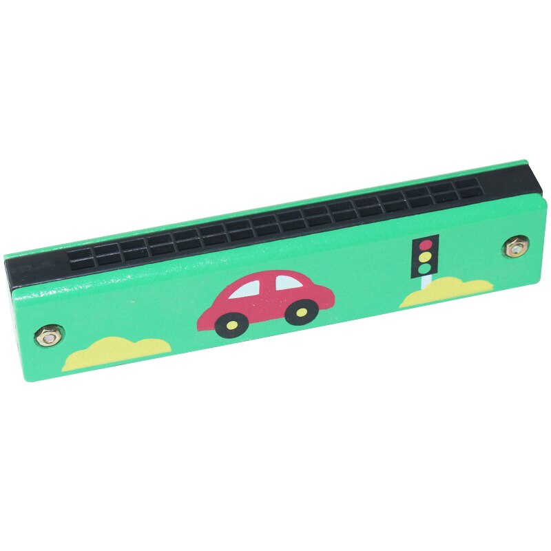 Double Row 16 Hole Harmonica Musical Instruments Children's Wooden Painted Harmonica Early Education Toy Teaching: 06