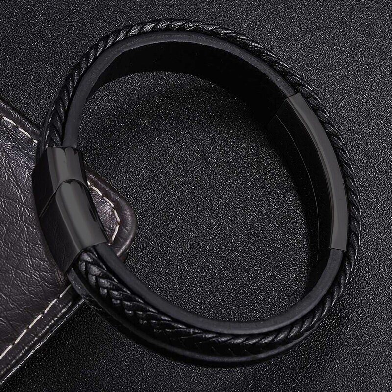 Classic Multilayer Cross Lederen Gevlochten Armband Mannen Vrouwen Rvs Magnetische Gesp Armband Casual Sieraden: Default Title