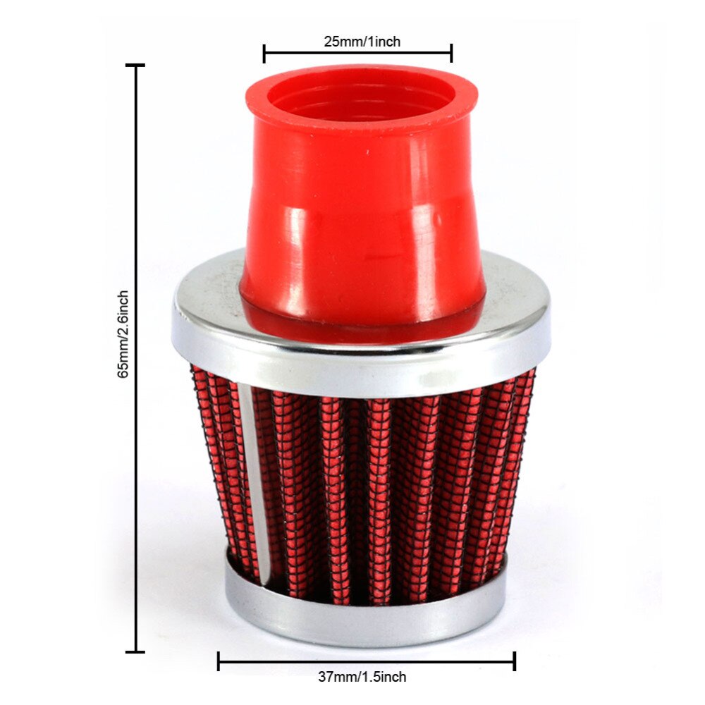 TIROL T11603c Universal Red Mini Cold Air Intake 25mm Round Tapered Auto Air Filters