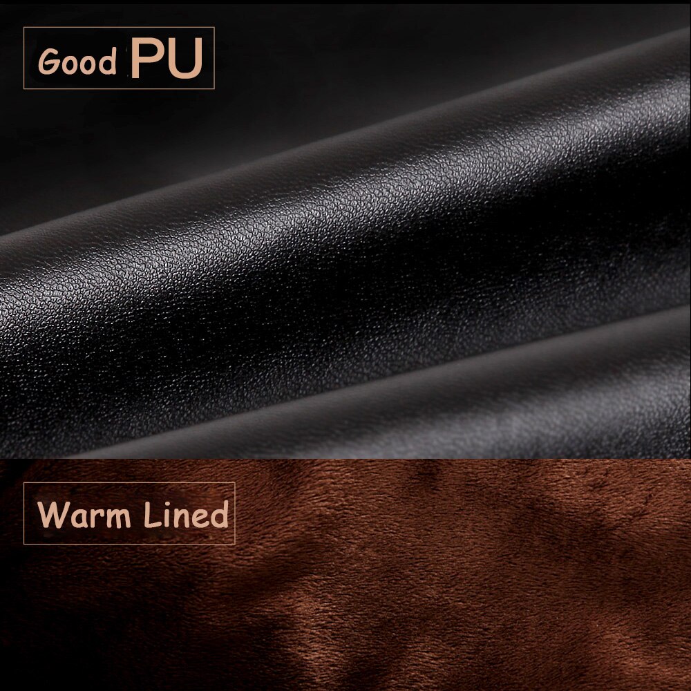 Luvas de couro do plutônio masculino outono inverno mais veludo engrossar manter quente condução à prova de vento couro sintético homem luvas pm008pc