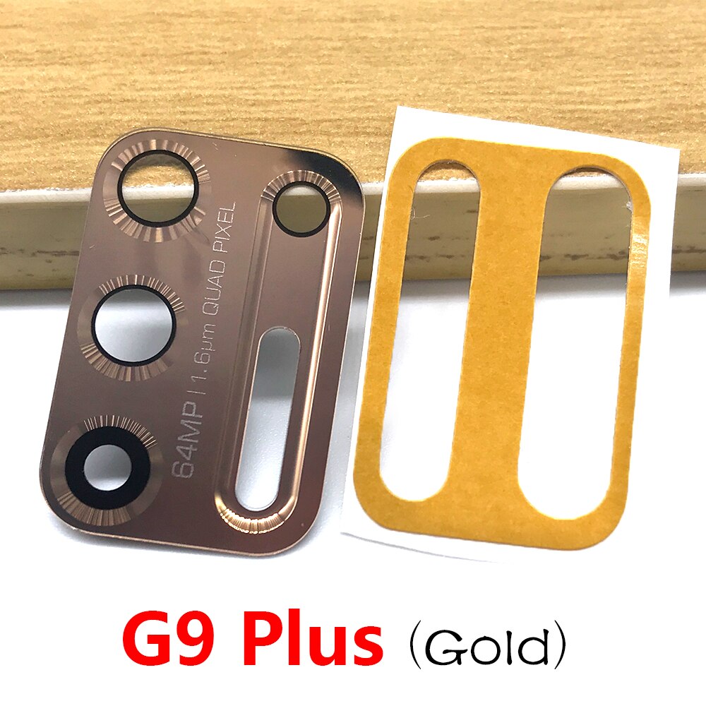 2 Pcs/Lot ,For Motorola Moto G9 Plus X4 G8 Play G6 G5 G5s G8 Plus Z2 Force Play G7 Power Back Rear Camera Glass Lens + Adhesive: G9 Plus Gold