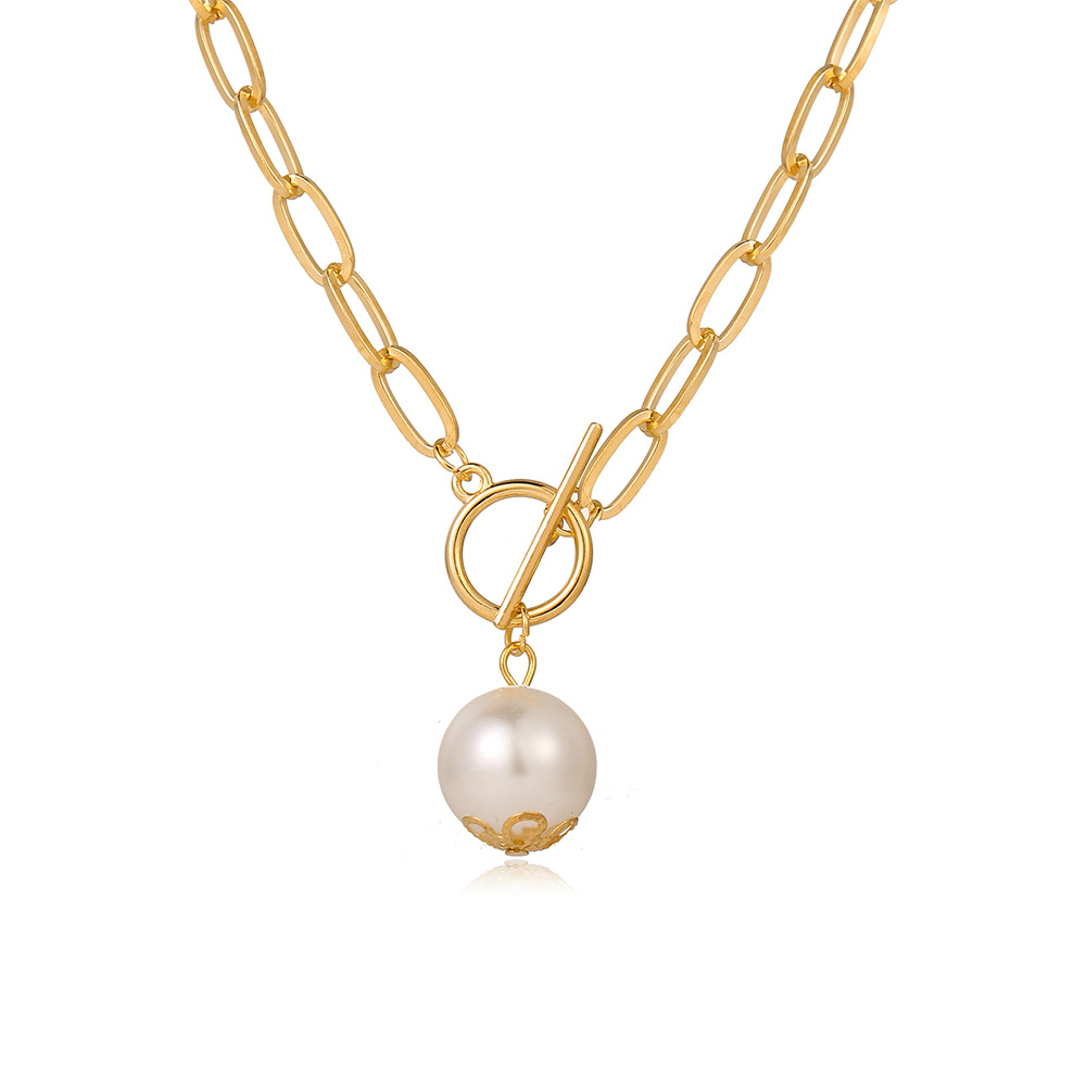 DIEZI Vintage Simple Imitation Pearl Short Collar Necklace Statement Choker Necklaces For Women Jewelry: pearl gold