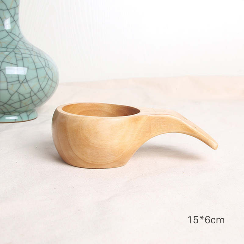 Nordisk stil håndlagde trekopper krus holdbare bærbare trejuice melk kaffe te kopper drikke drikke krus hjem dekor håndverk: D