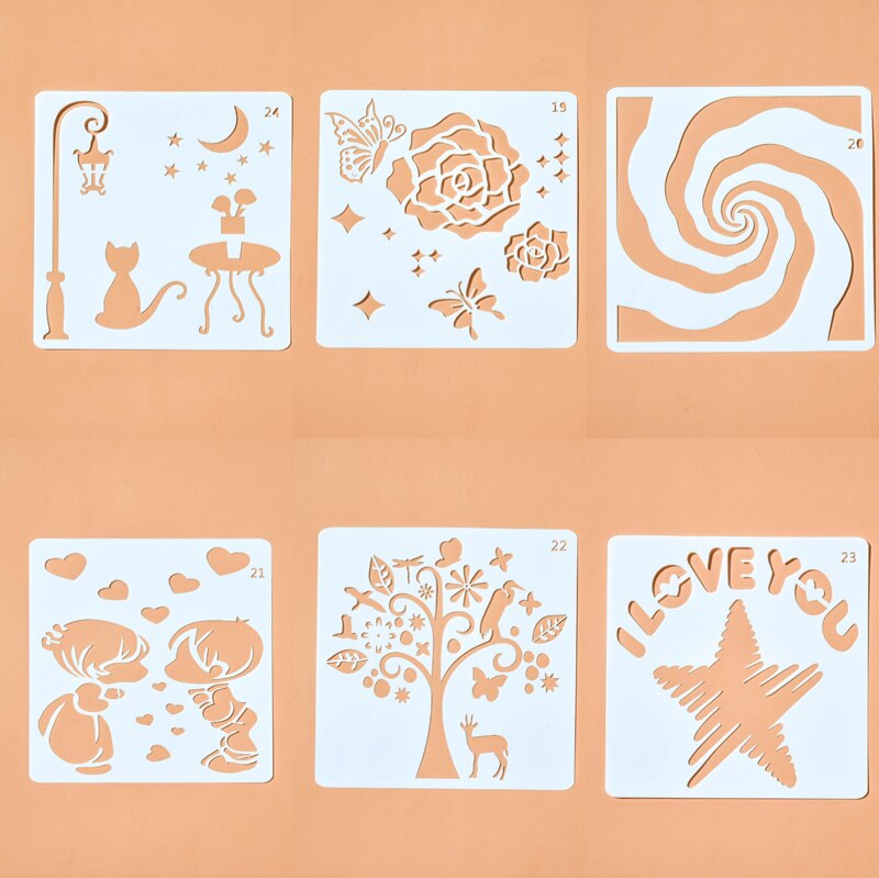 Flexible Plastic Walls Stencil Kids Painting Decor Stencils For Diy Scrapbooking Art Albums Diary Stamp Paper Cards Crafts 13cm