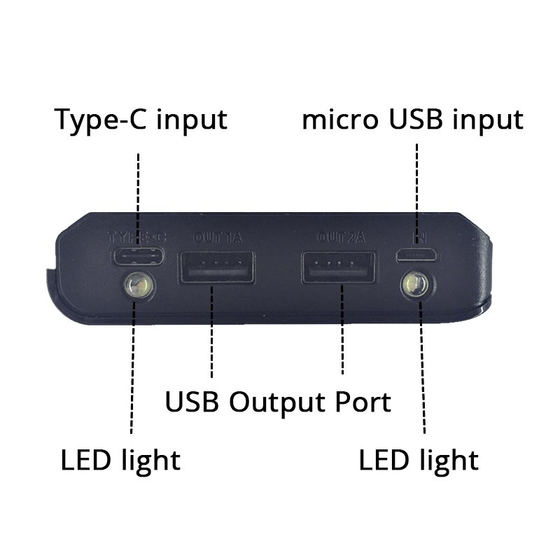 Diy 8 batterijlader powerbank box plastic behuizing type 18650 micro dubbele usb-poort display powerbank box zonder batterij