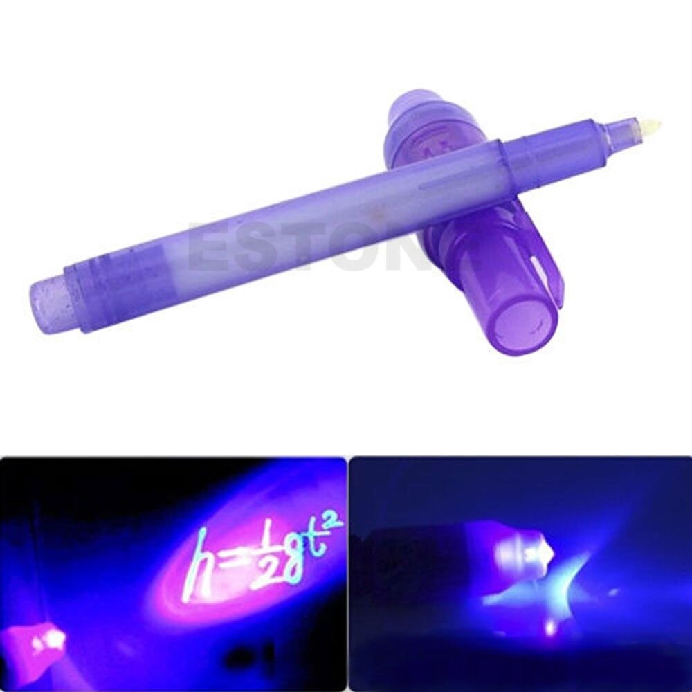 Bolígrafo mágico secreto con tinta fluorescente Invisible UV 2 en 1 papelería creativa