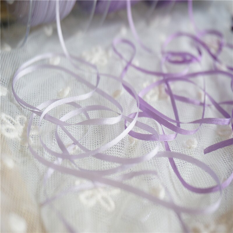Ruban broderie en soie pure ins style | 2mm, couleur unie, 100% taffetas fin, ruban en soie de , artisanat de ruban Anya