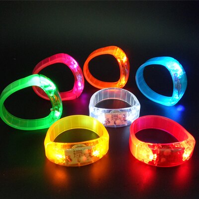 20 piezas Rave Control de voz pulseras Led luminosa pulsera brillante juguetes para los niños Festival suministros para: 20pcs Mix Color