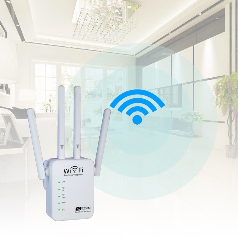 2.4GHZ 5GHZ Dual-Band 1200M WiFi Extender Wireless Signal Repeater Amplifier