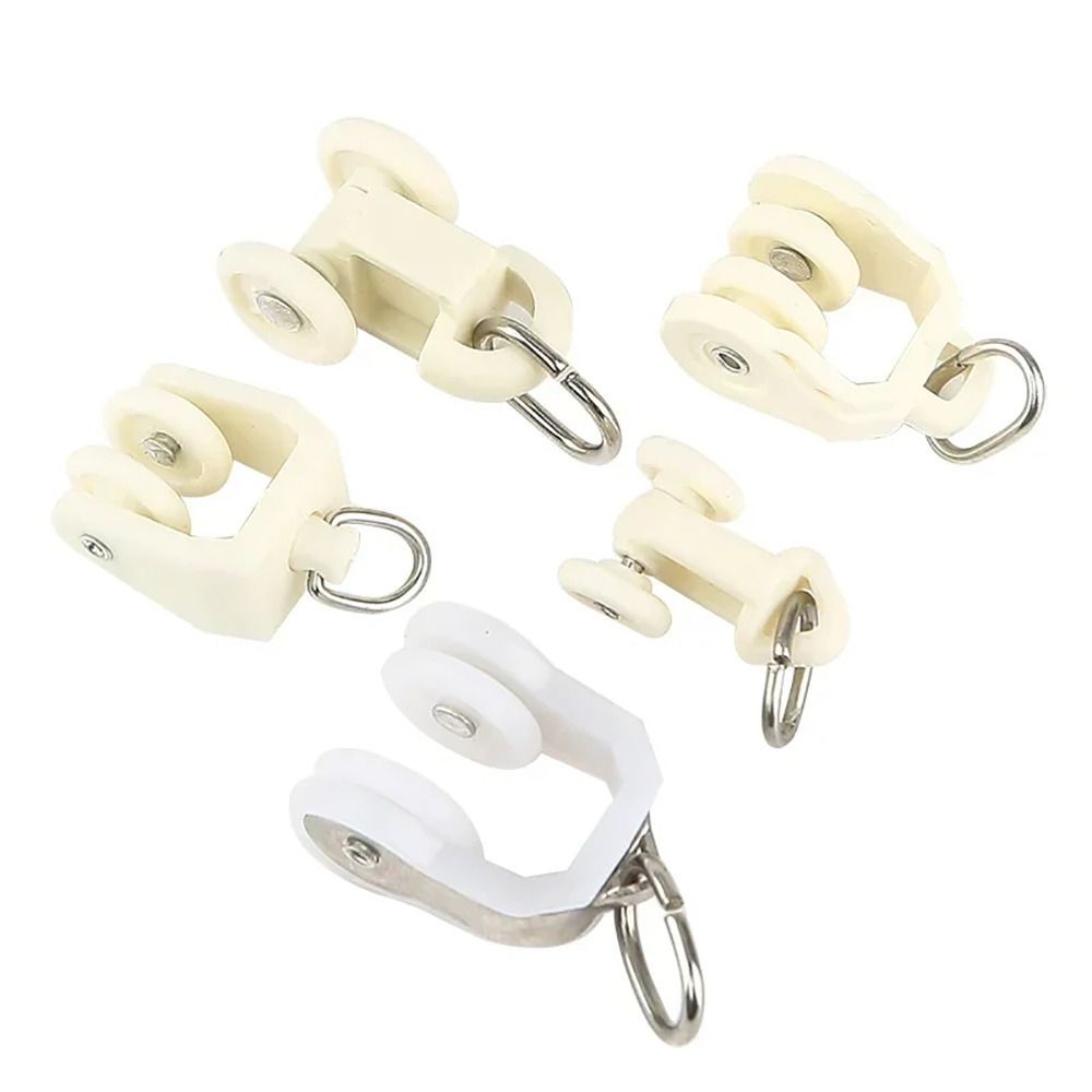 10Pcs Curtain Wheels Rail Straight Curved Track Rollers Curtain Rod Pulley Curtain Track Accessories Furniture Hardware