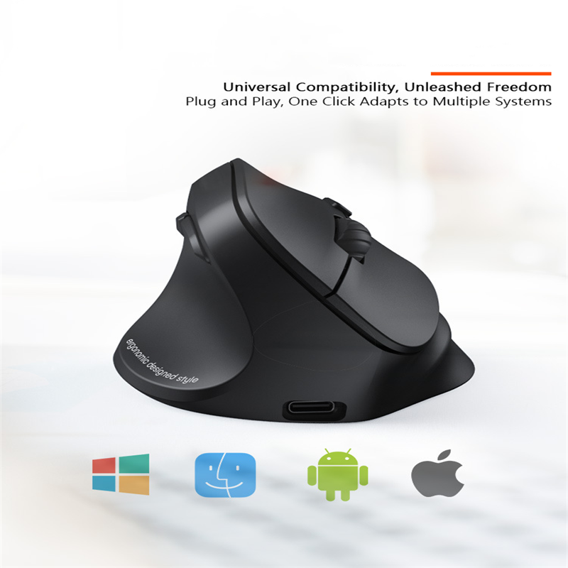 Wireless Vertical Mouse Left Hand Rechargeable Mute Button RGB DPI Adjustable Button Ergonomics Office Use Dual-mode