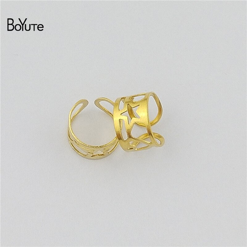 BoYuTe-pendientes de Metal Simple de latón y acero inoxidable, joyería ajustable, 10 unids/lote