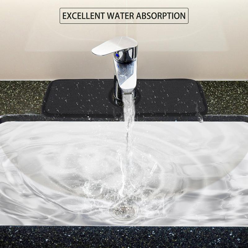 Faucet Splash Mat Sink Cleaning Cloths Kitchen Microfiber Faucet Absorbent Mat For Kitchen Bathroom RV Water Drying Catcher Pad