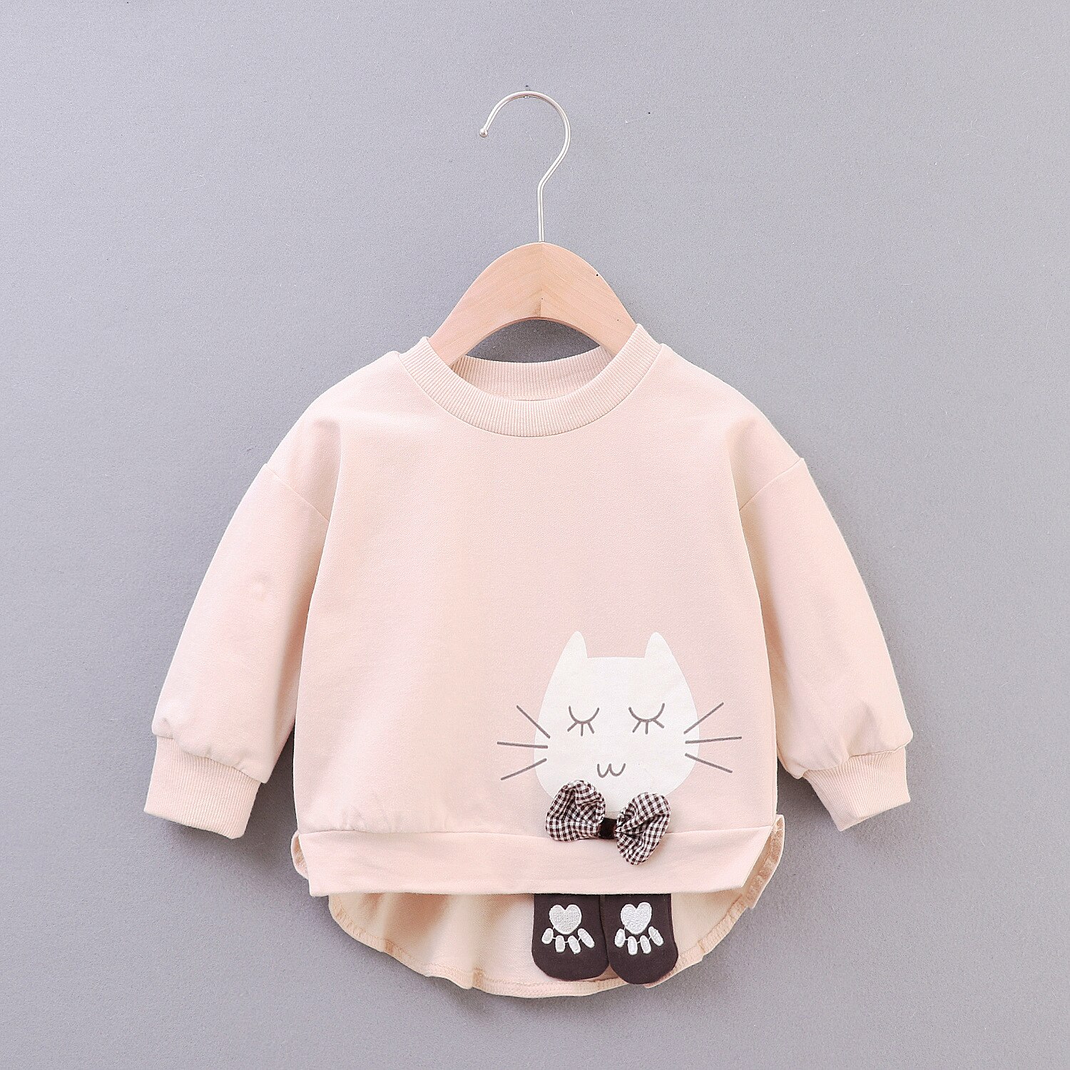 enfant en bas âge bébé fille sweats à capuche chat 4 couleurs automne manches longues haut hiver violet rose jaune Beige sweat à capuche