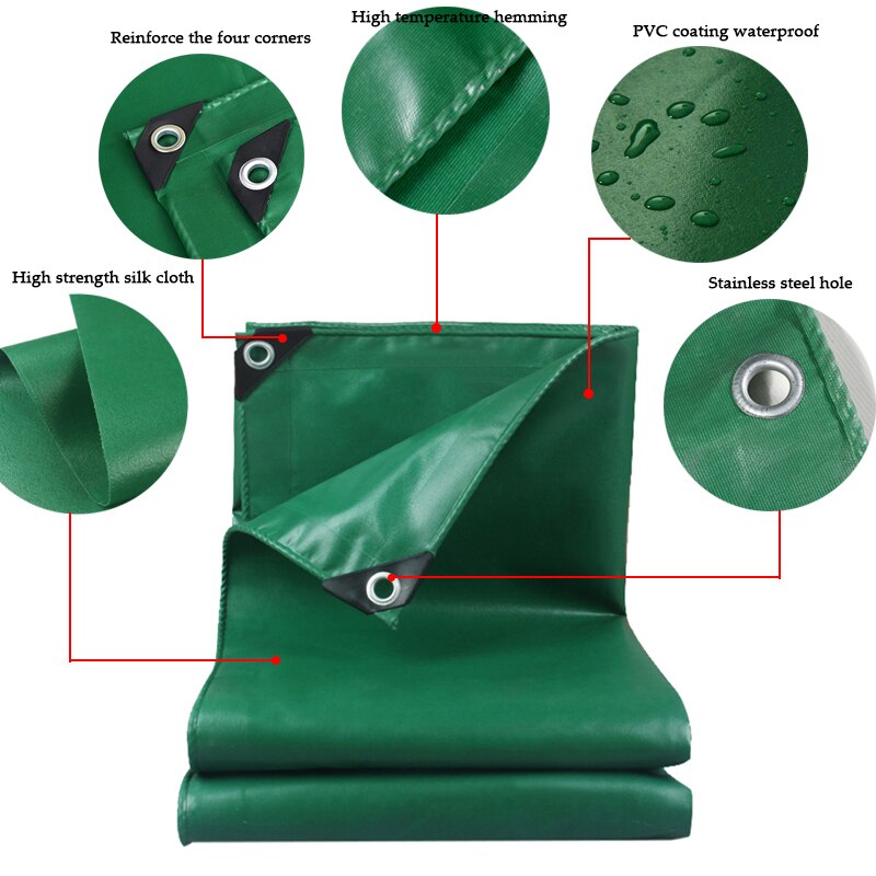 500GSM Dark Green PVC Coated Banner Tarpaulin Outdoor Cargo pile Rainproof Cloth 0.5mm Thicken Animal breeding shed Tarp Cover
