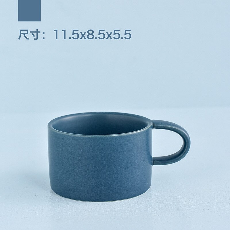 Taza de café de cerámica para leche, taza para café con leche, vaso bonito de cerámica de Color puro estilo europeo para parejas,: Dark Blue