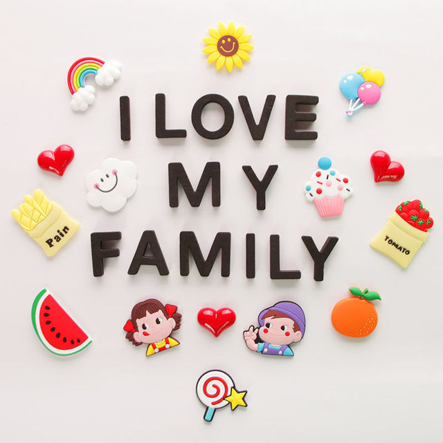 3D Cartoon Fridge Magnets PVC Food Refrigerator Magnetic Sticker Set Home Decor Fridge Magnetic Stickers Kids: Q 28pcs