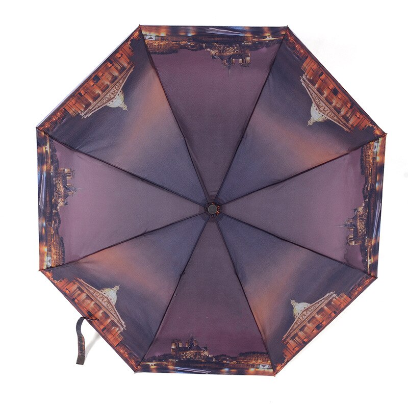 Paraguas de pintura de paisaje para hombre y mujer, sombrilla plegable a prueba de viento, equipo de lluvia, para hombre y mujer, Kari: D