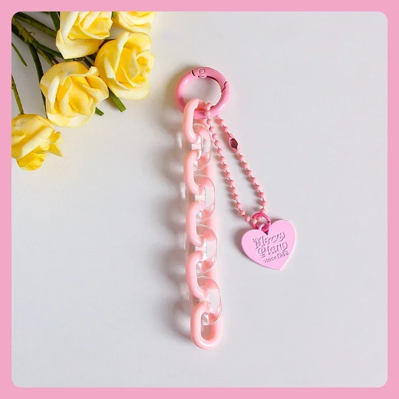 Porte-clés en forme de cœur, dessin animé doux, pendentif, chaîne créative, sac à la , accessoires de décoration suspendus,: Black
