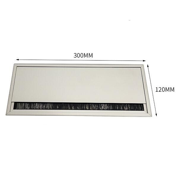 Square Metal Computer Desk Wire Hole Decorative Cover Desk Outlet Aluminum Alloy Embedded Socket Line Hole Cover Grommet Desk: 120x300mm