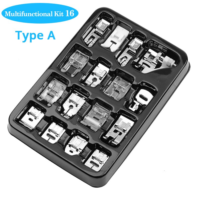 16pcs Sewing Machine Presser Foot Kit Hem Foot Spare Parts Accessories for Brother Singer Blind Stitch Darning Presser Feet: 16pcs type A