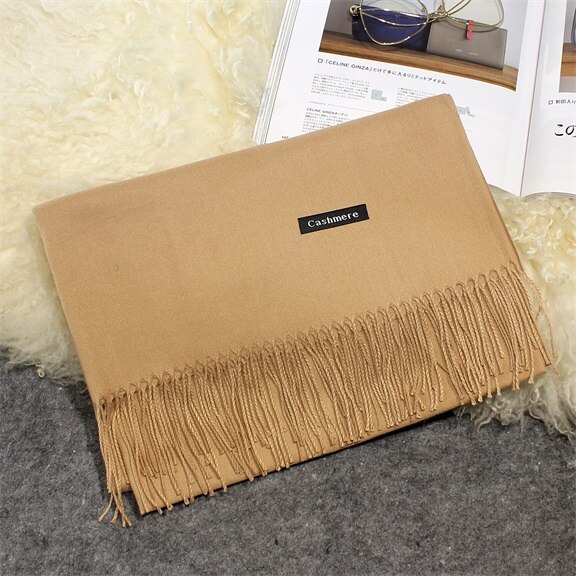 Hot Camelo Cachecol Pashmina Cachecol de Caxemira Envoltório Xaile Xaile do Inverno do Lenço das Mulheres Lenços de Borla Longo NB01 Cobertor Cachecol de Alta Qualidade: CAMEL